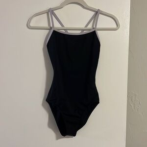 Mariia Black and Purple Mesh Back Ballet Leotard
